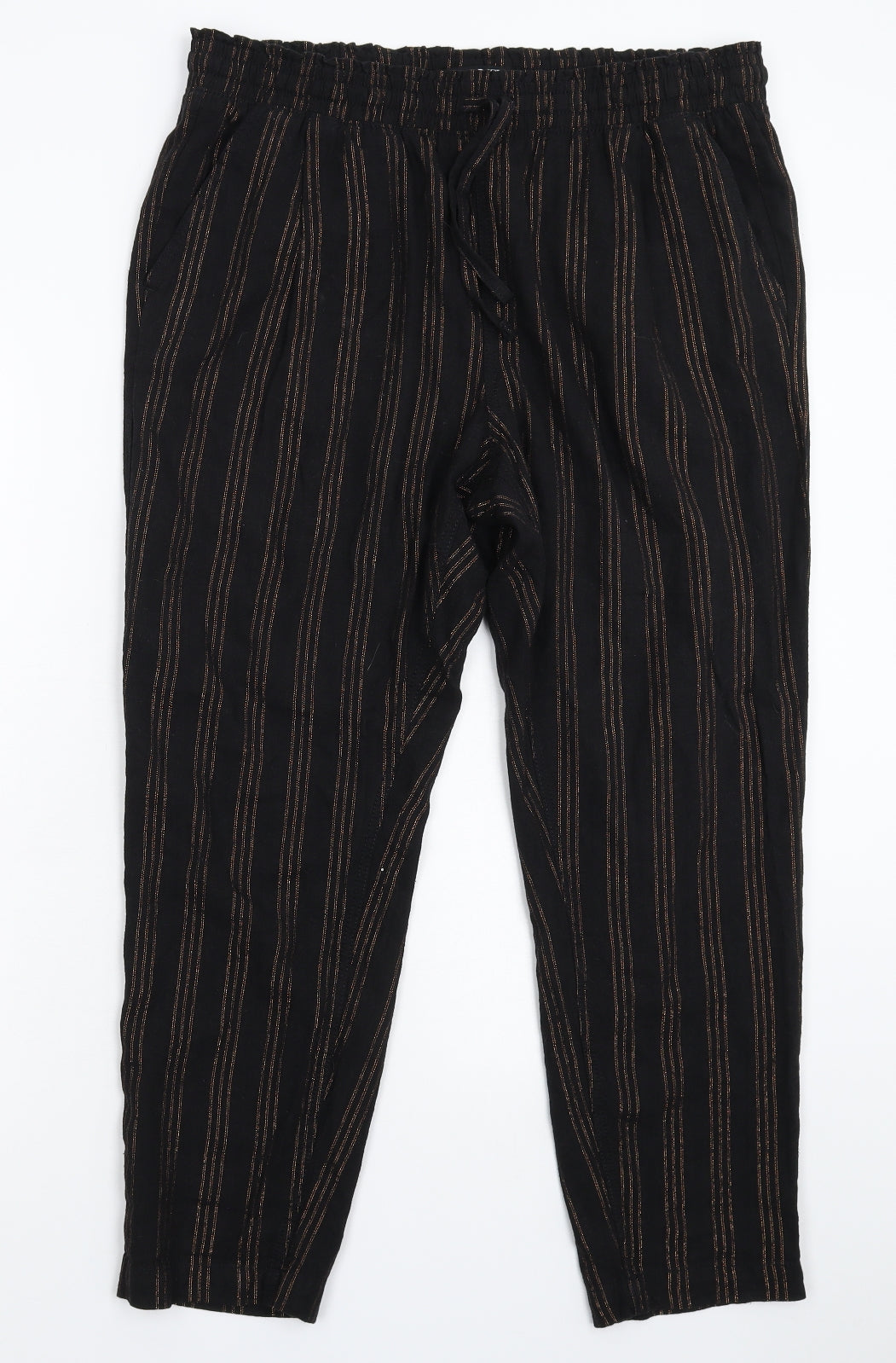 NEXT Womens Black Striped  Trousers  Size 14 L25 in