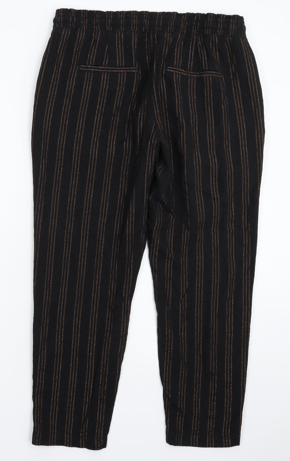 NEXT Womens Black Striped  Trousers  Size 14 L25 in