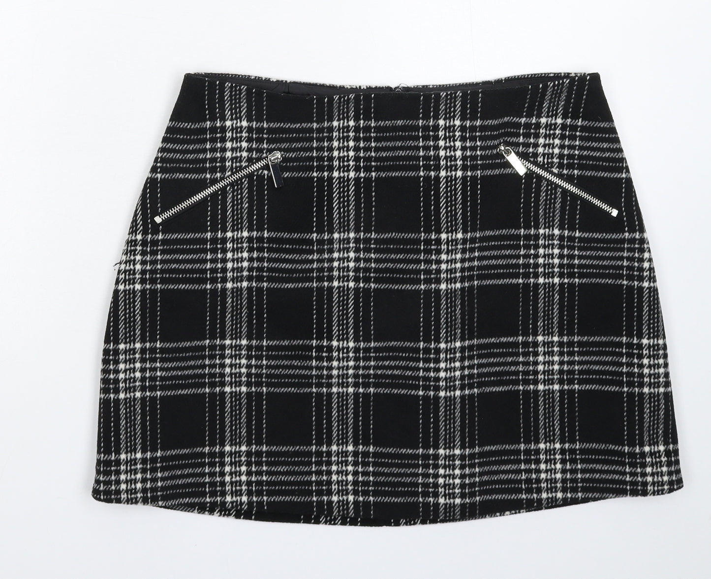 New Look Womens Black Check  Mini Skirt Size 12
