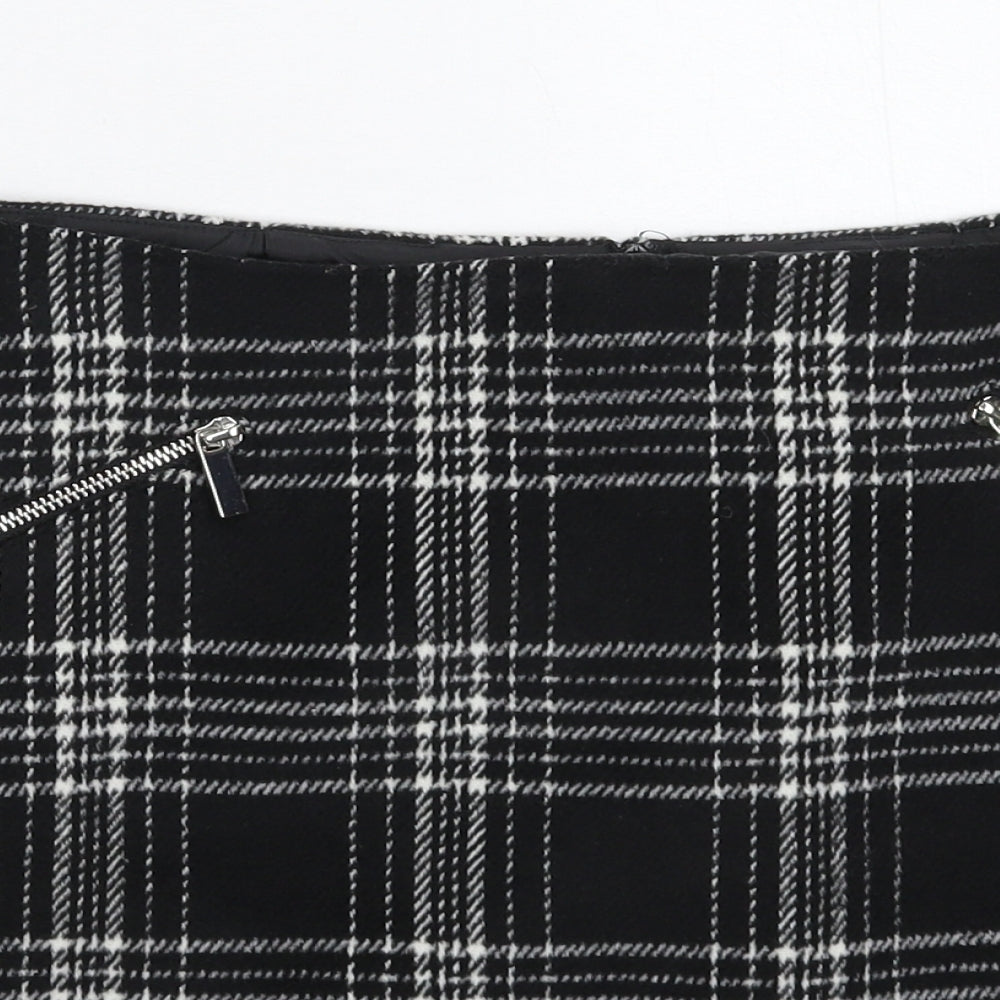 New Look Womens Black Check  Mini Skirt Size 12
