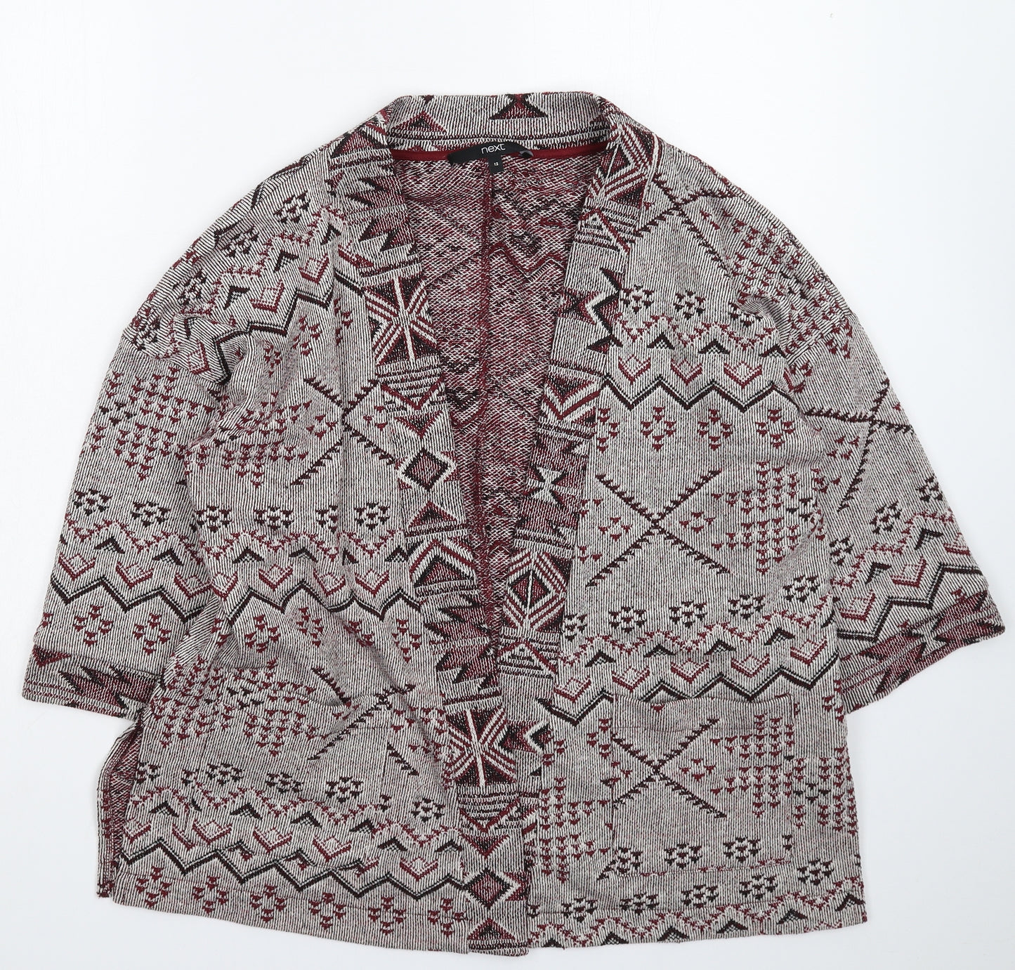 NEXT Womens Multicoloured Geometric Knit Cardigan Jumper Size 12