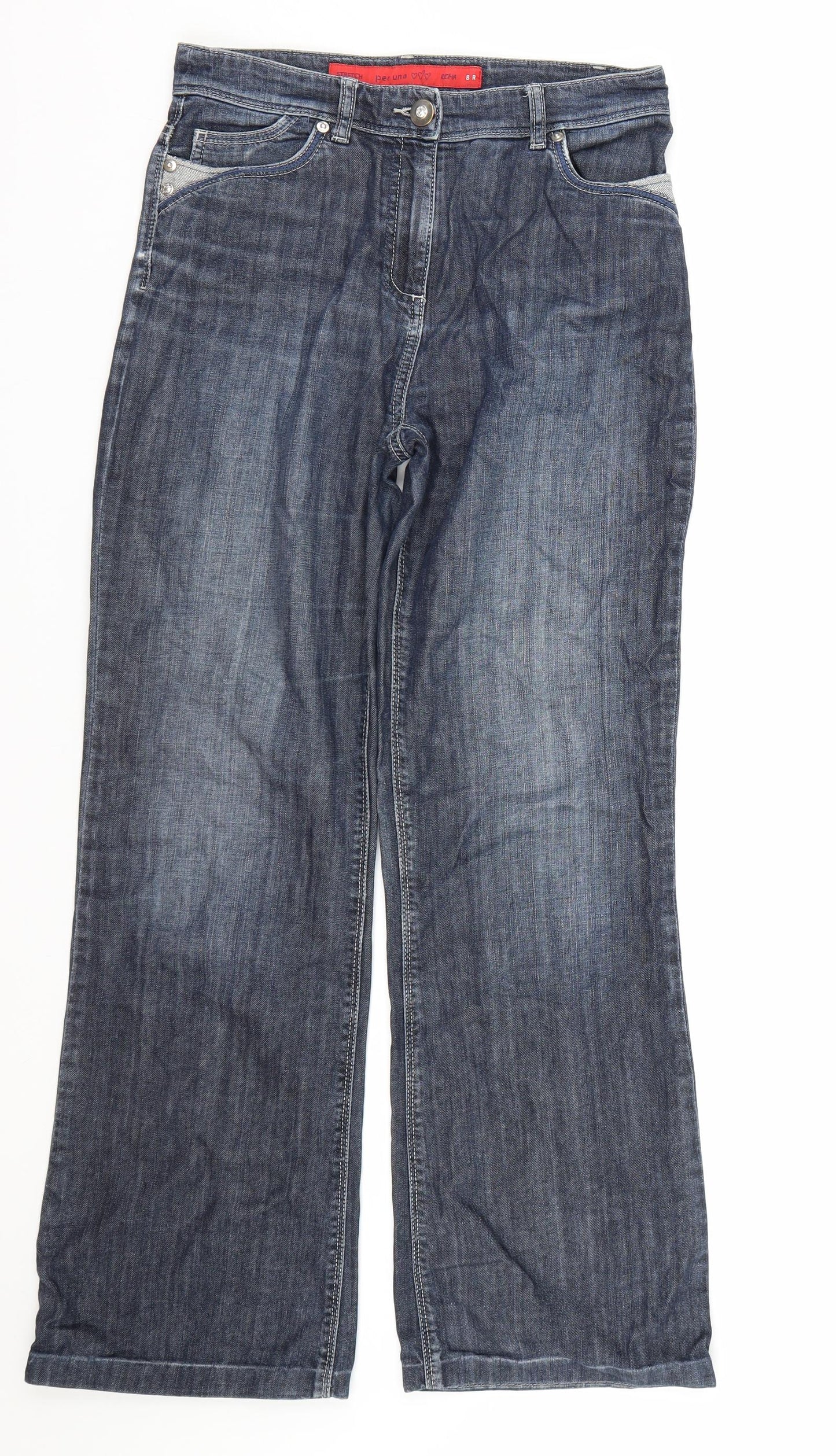 Per Una Womens Blue  Denim Straight Jeans Size 8 L27 in