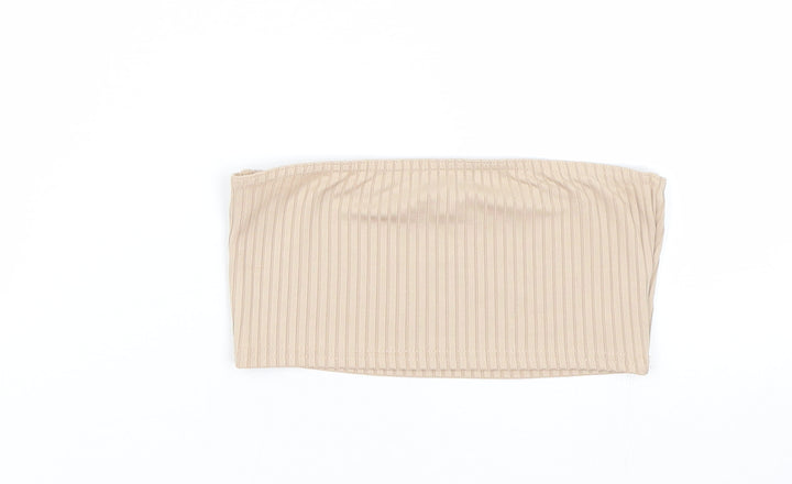 Missguided Womens Beige Cropped T-Shirt Size 8