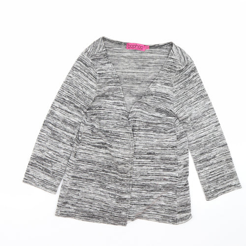 Boohoo Womens Grey Striped  Cardigan Jumper Size 8