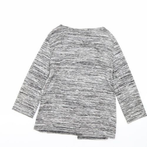 Boohoo Womens Grey Striped  Cardigan Jumper Size 8