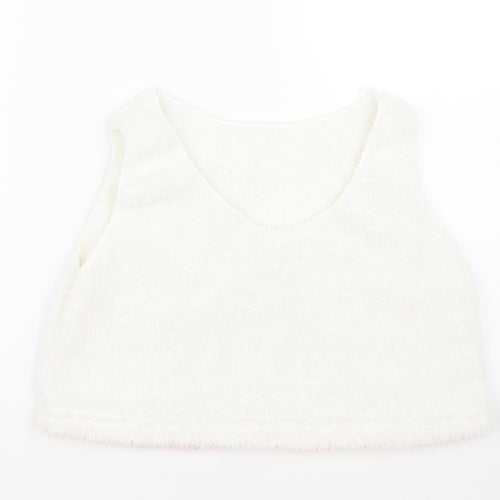 Preworn Womens White  Fleece Basic Tank Size M