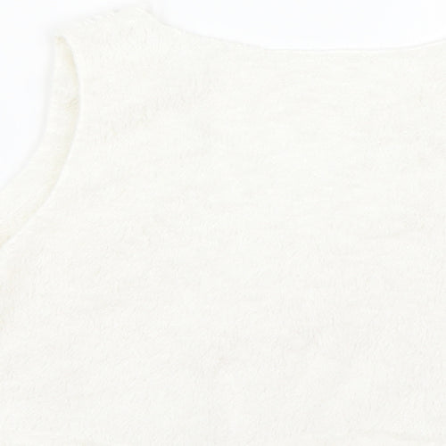 Preworn Womens White  Fleece Basic Tank Size M