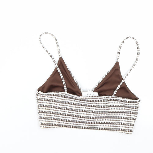 Topshop Womens Brown Striped  Cropped Tank Size 8