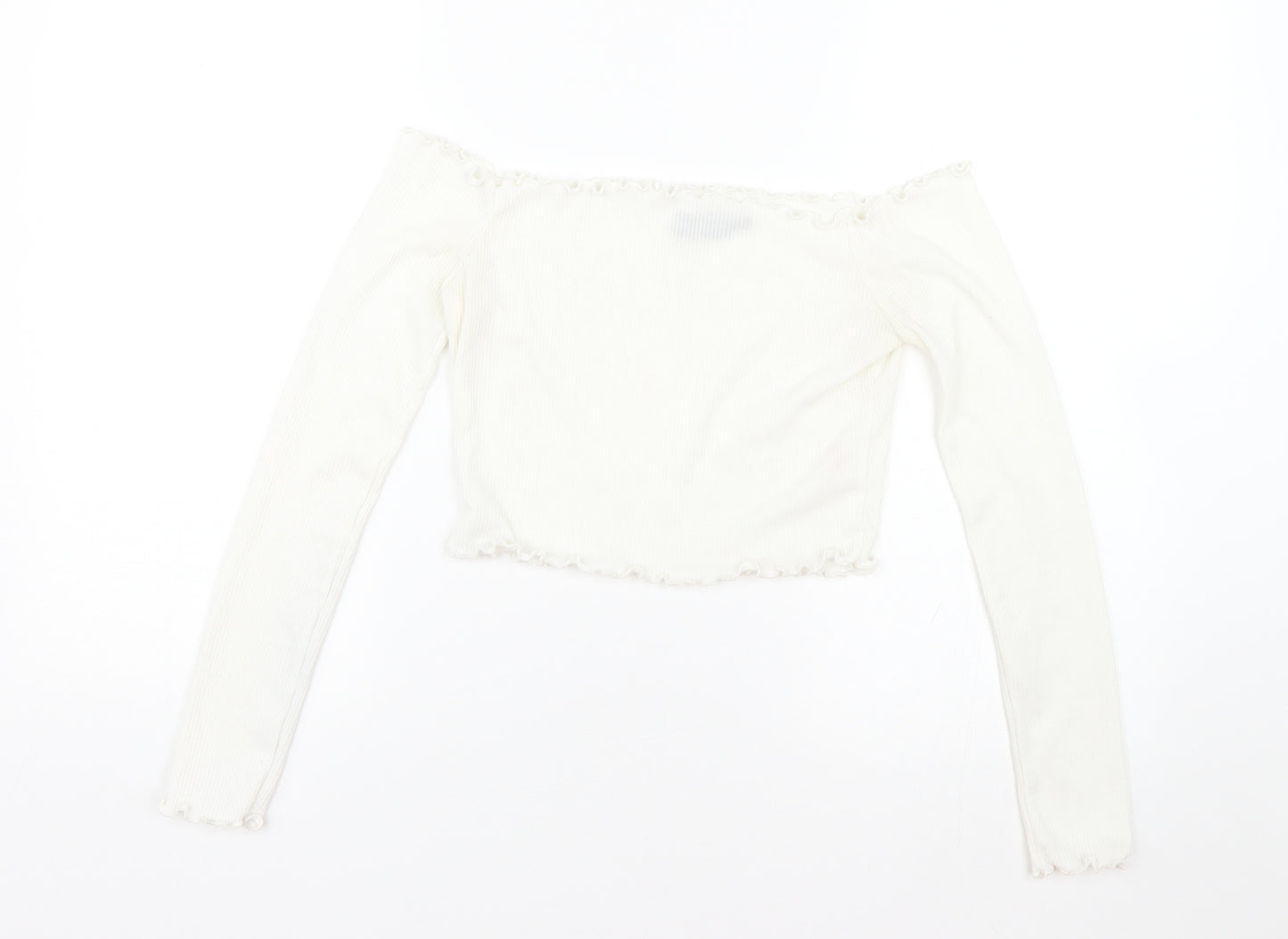 PRETTYLITTLETHING Womens White   Cropped T-Shirt Size 8