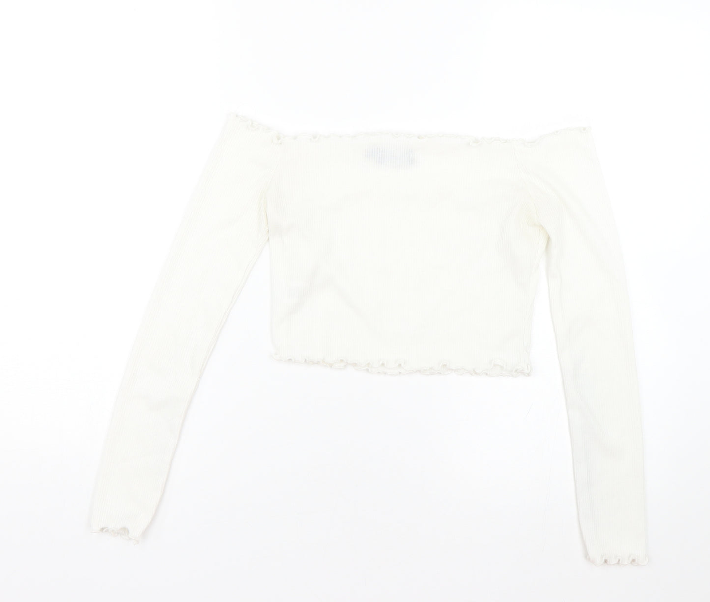 PRETTYLITTLETHING Womens White   Cropped T-Shirt Size 8