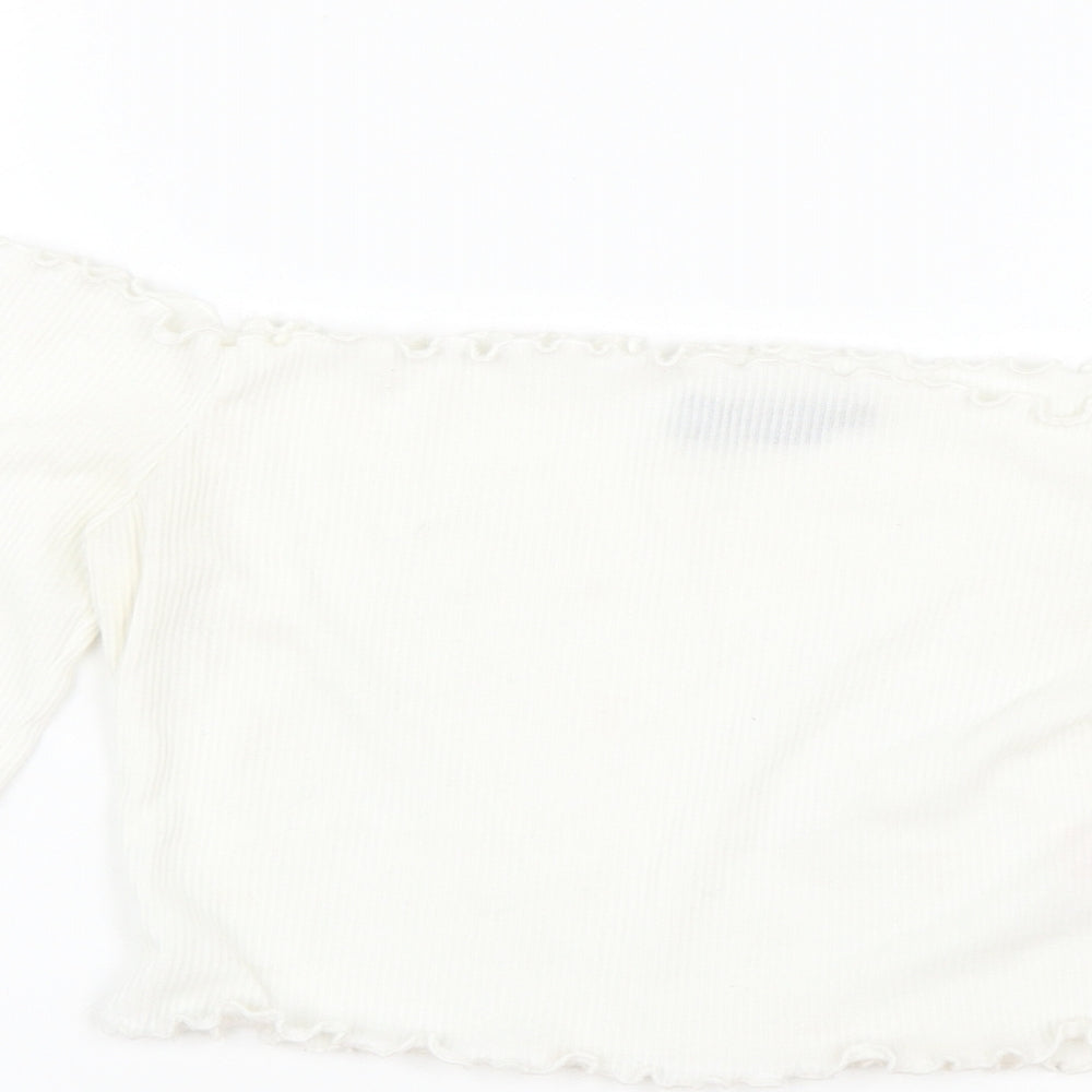 PRETTYLITTLETHING Womens White   Cropped T-Shirt Size 8