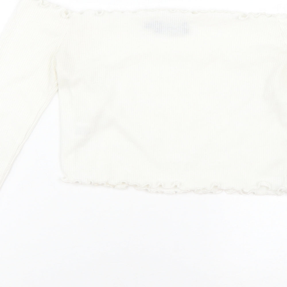 PRETTYLITTLETHING Womens White   Cropped T-Shirt Size 8