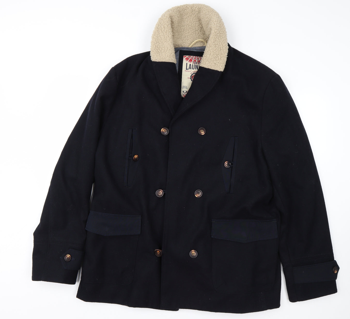 Tokyo Laundry Mens Blue   Overcoat Coat Size XL