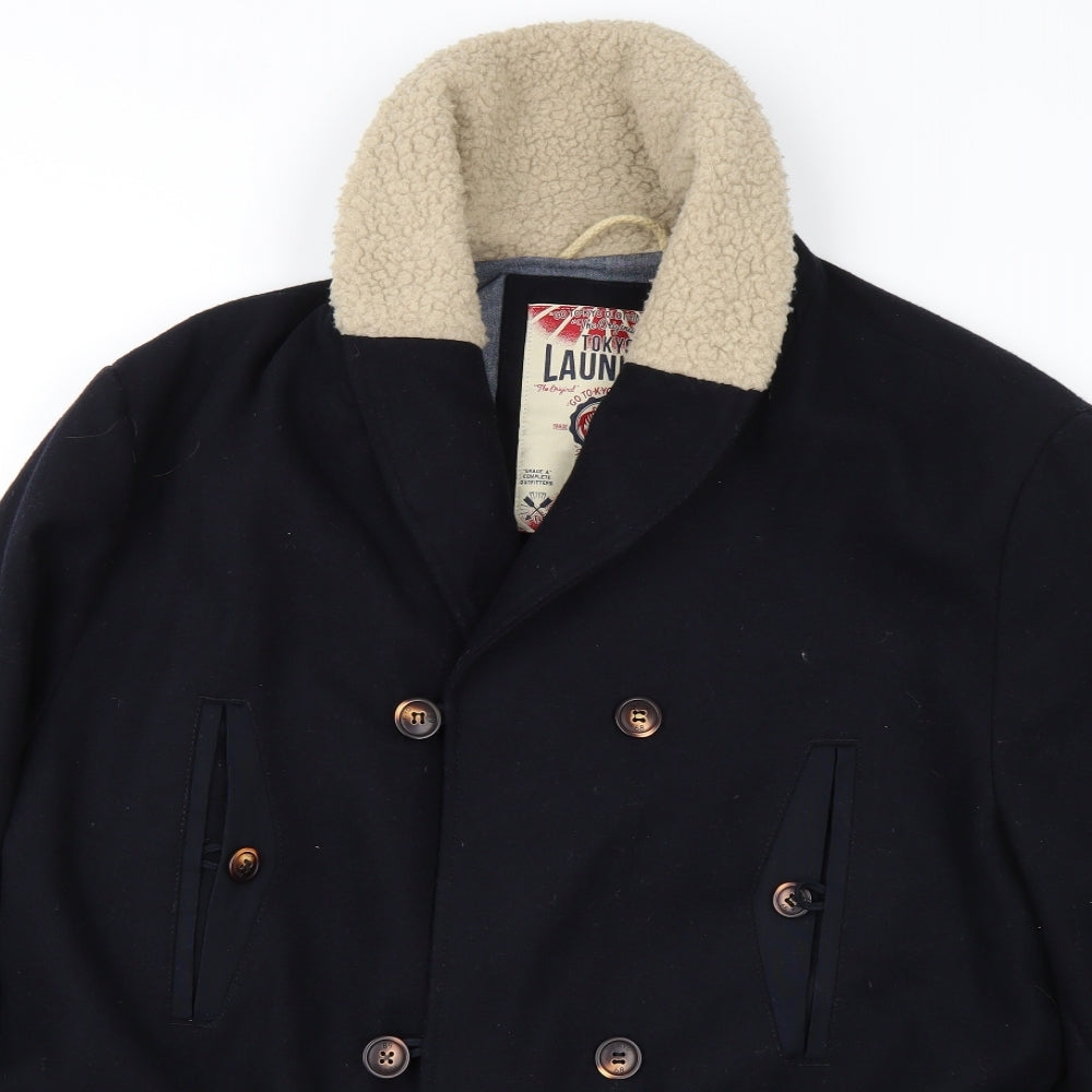 Tokyo Laundry Mens Blue   Overcoat Coat Size XL