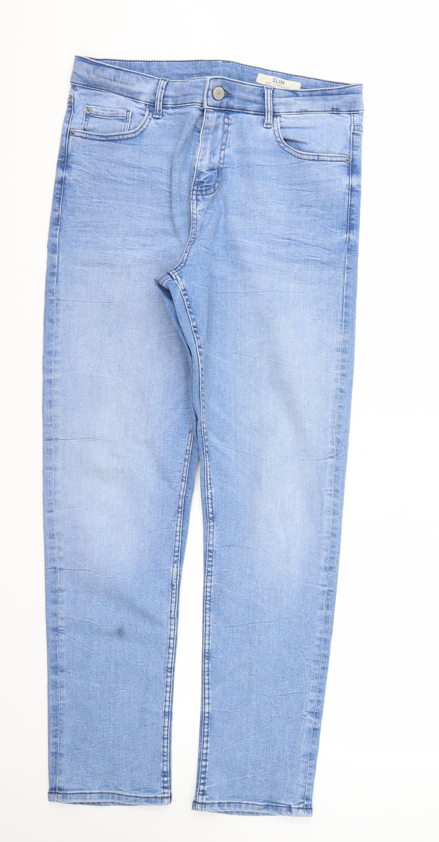 M&S Womens Blue   Straight Jeans Size 14 L27 in