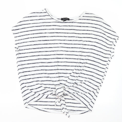 New Look Womens White Striped  Pullover Jumper Size S
