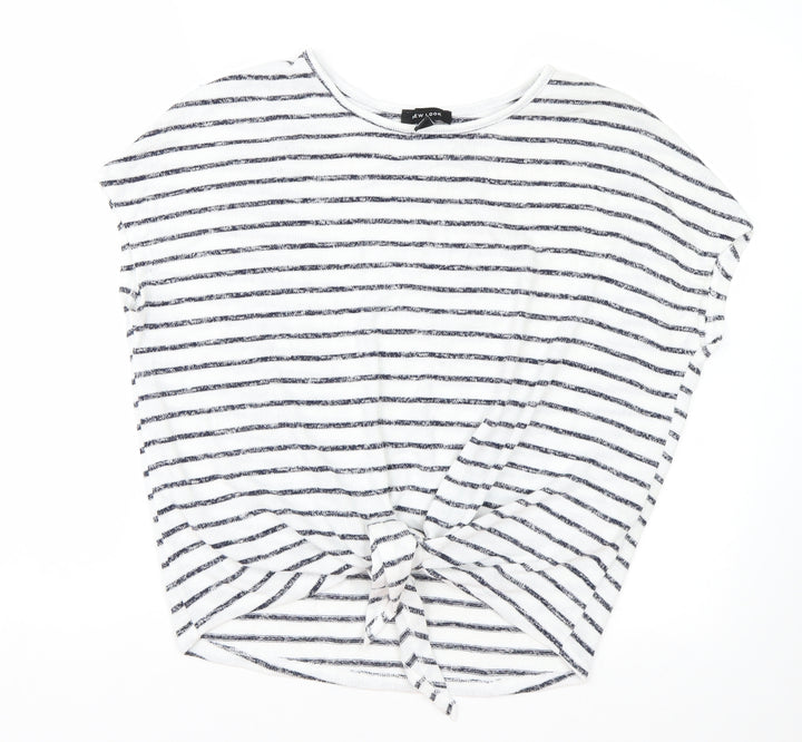New Look Womens White Striped Pullover Jumper Size S
