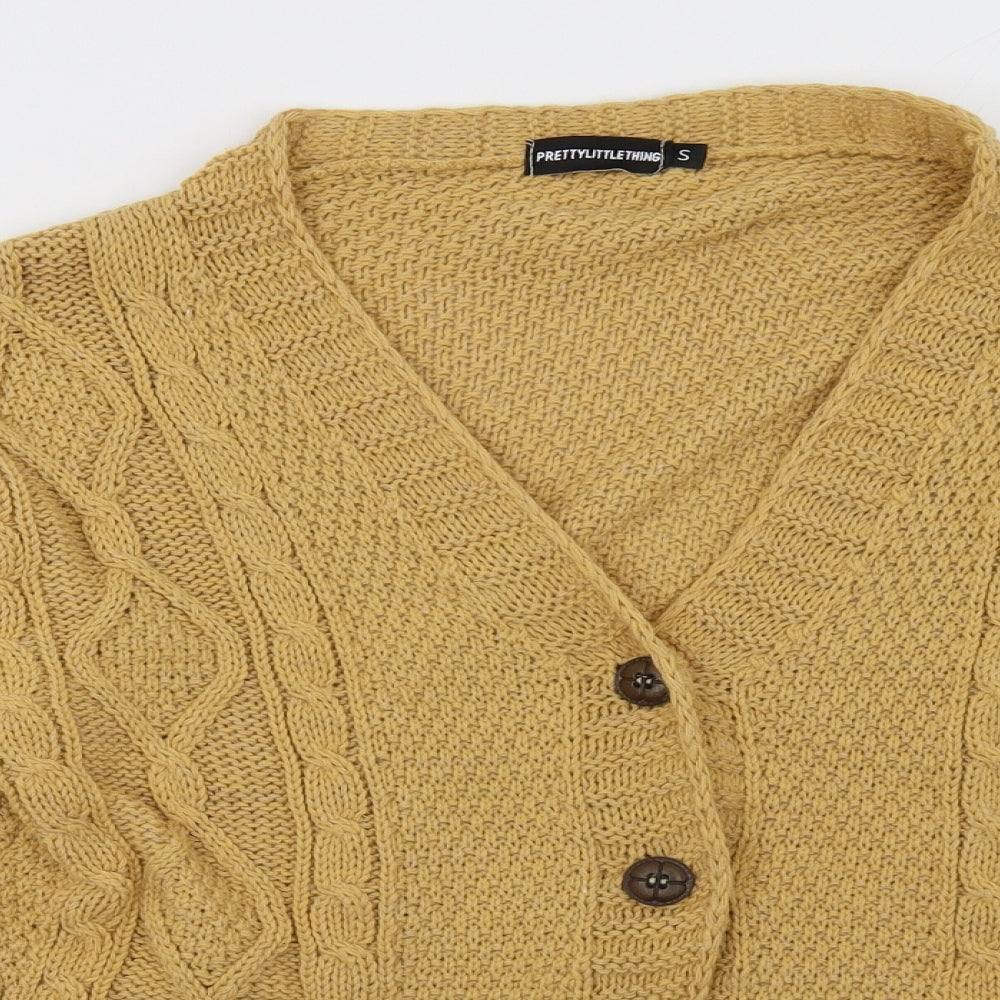 PRETTYLITTLETHING Womens Brown  Knit Cardigan Jumper Size S