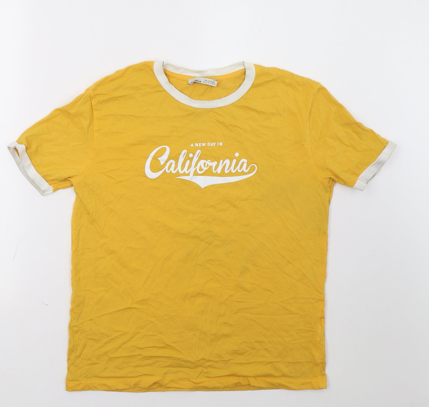 Pull&Bear Womens Yellow   Basic T-Shirt Size M