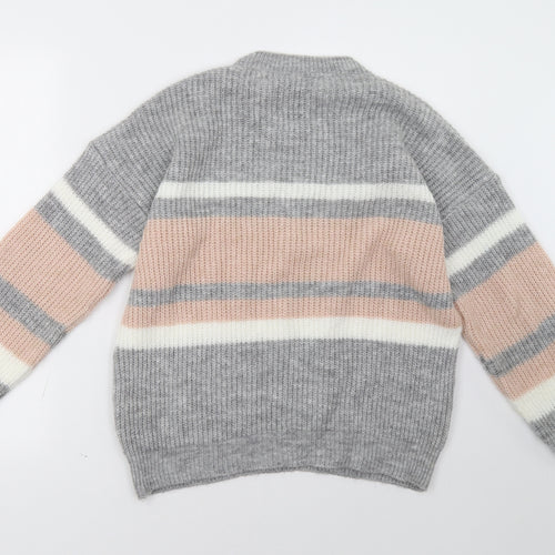 Select Womens Grey Striped  Pullover Sweatshirt Size M