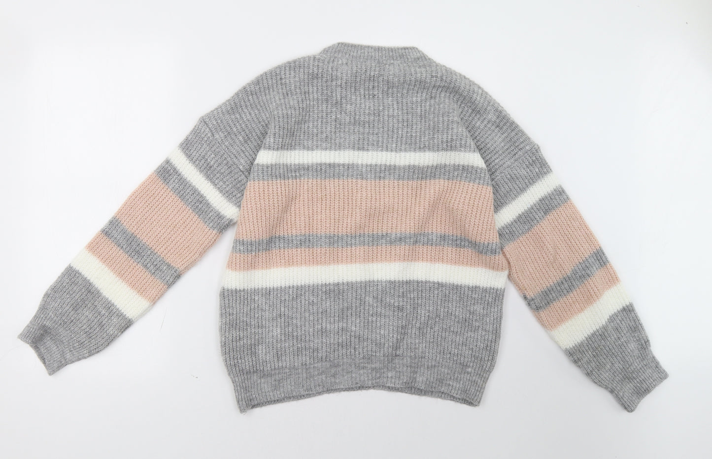 Select Womens Grey Striped  Pullover Sweatshirt Size M