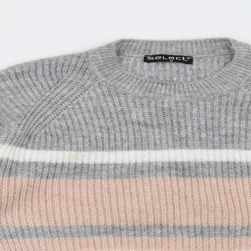 Select Womens Grey Striped  Pullover Sweatshirt Size M