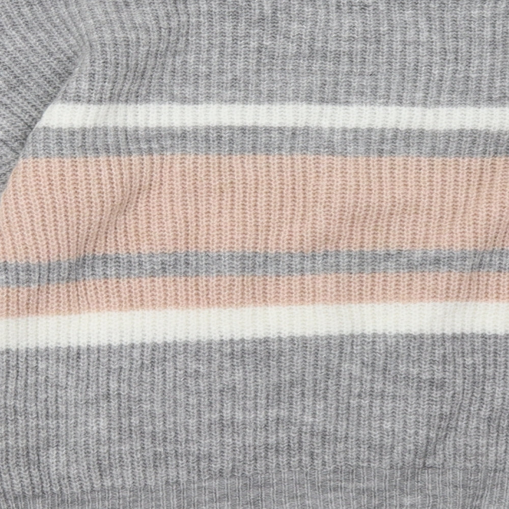 Select Womens Grey Striped  Pullover Sweatshirt Size M