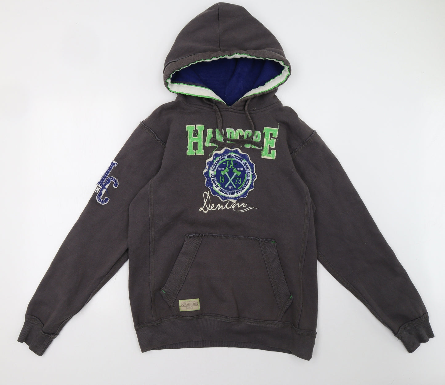 Hard Core Mens Grey   Pullover Hoodie Size L