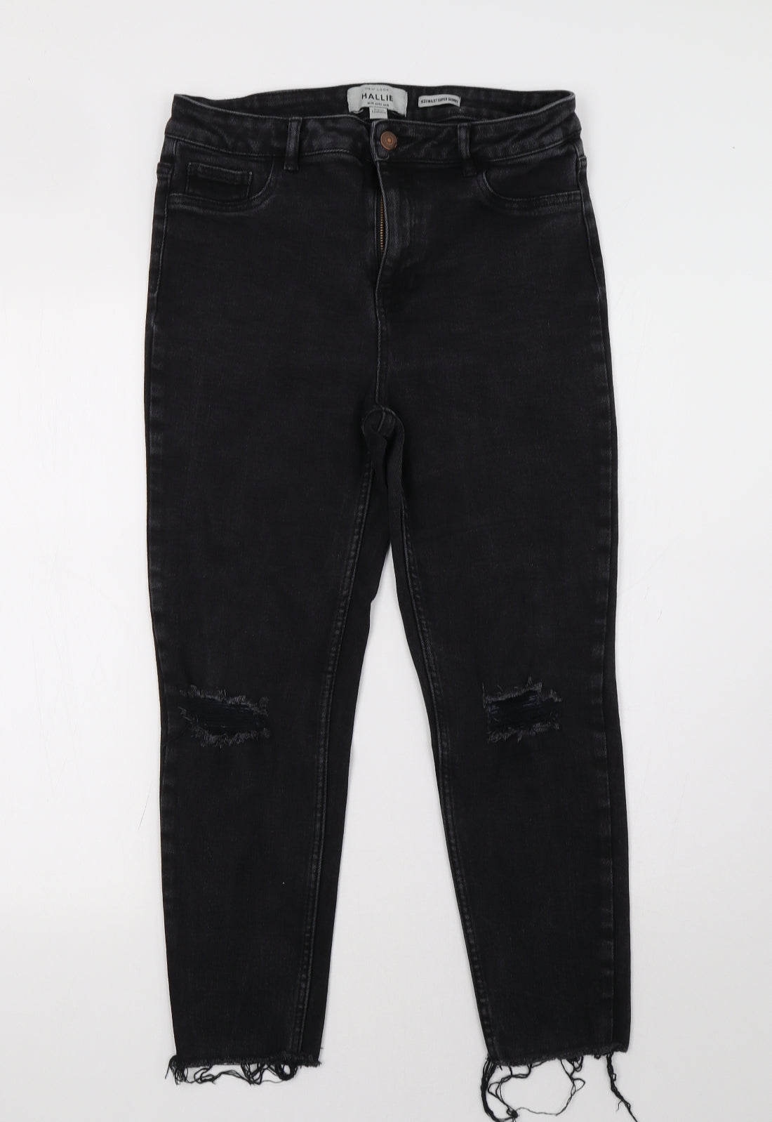 New Look Womens Black  Denim Straight Jeans Size 14 L28 in