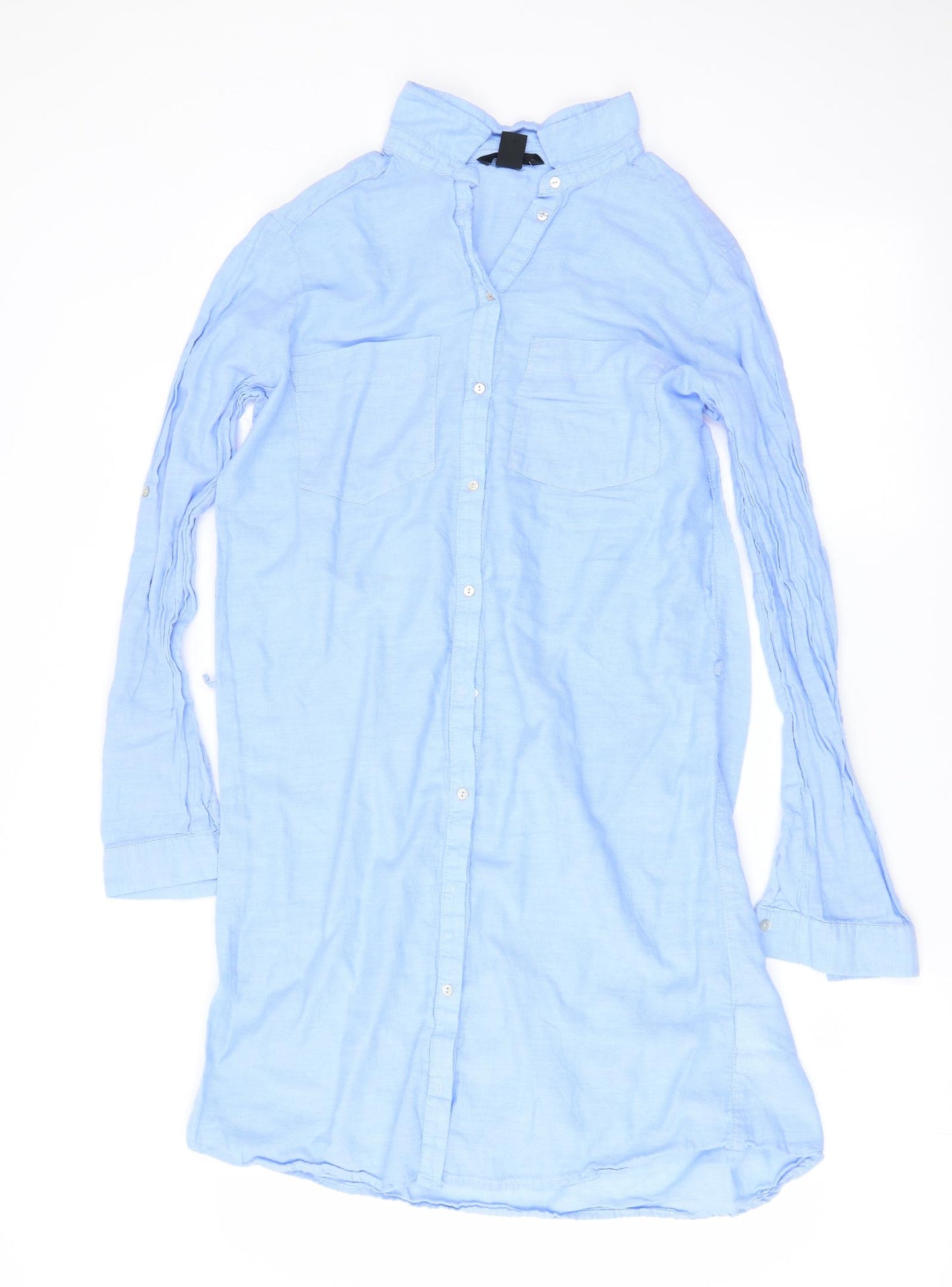 H&M Womens Blue   Shirt Dress  Size 8