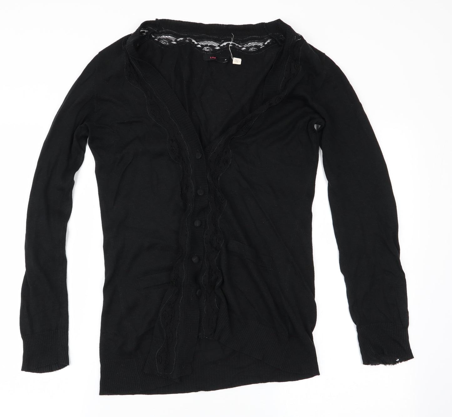 Lux Womens Black   Cardigan Jumper Size M