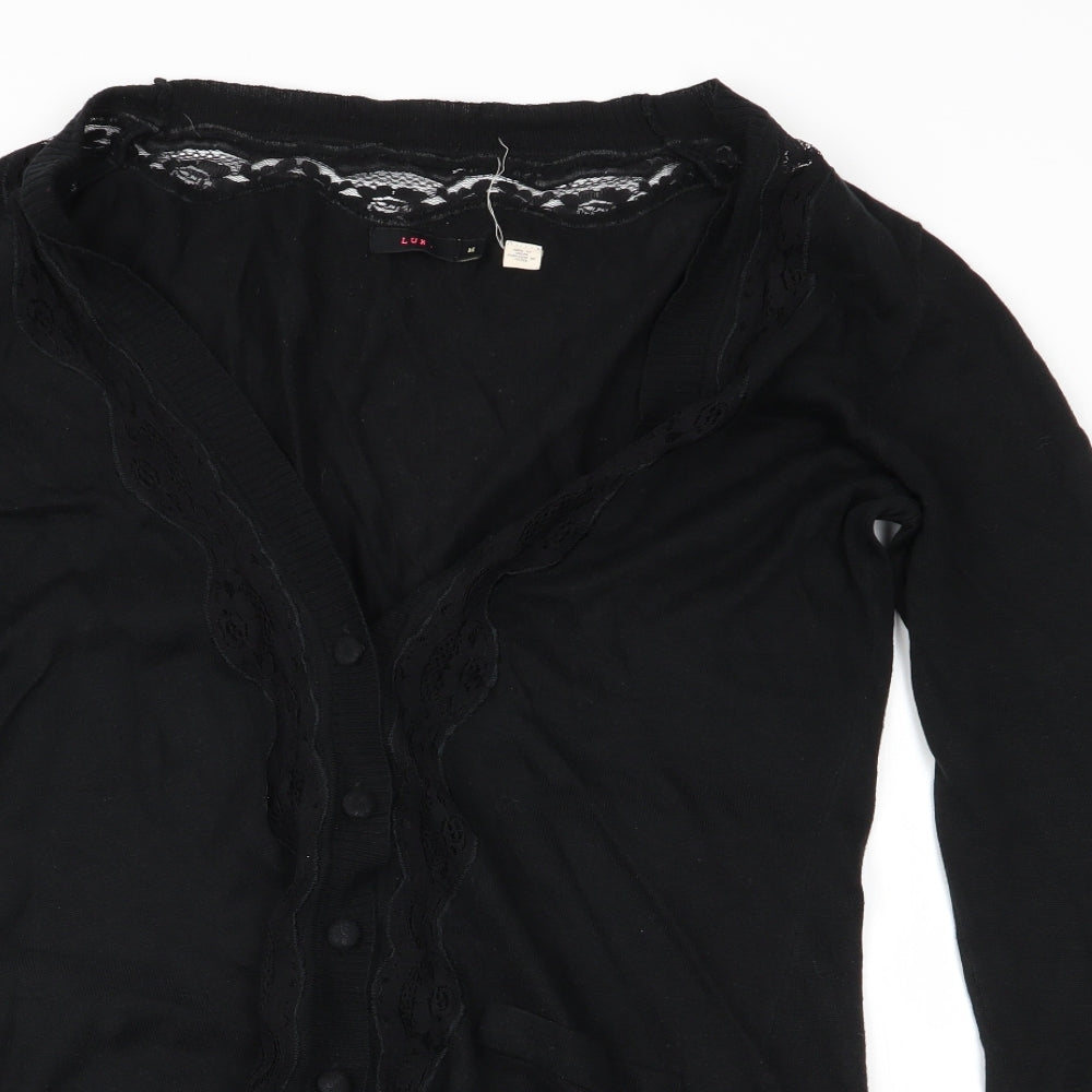 Lux Womens Black   Cardigan Jumper Size M