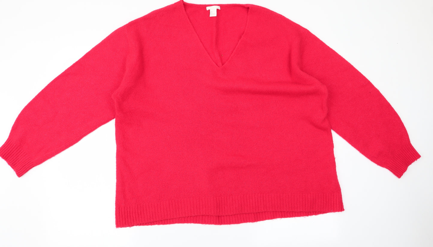 H&M Womens Red   Pullover Jumper Size L