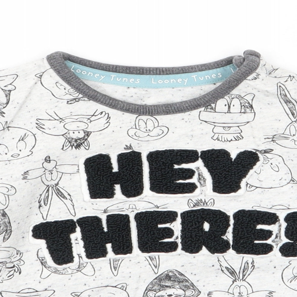 George Baby Grey   Basic T-Shirt Size 0-3 Months  - Looney Tunes