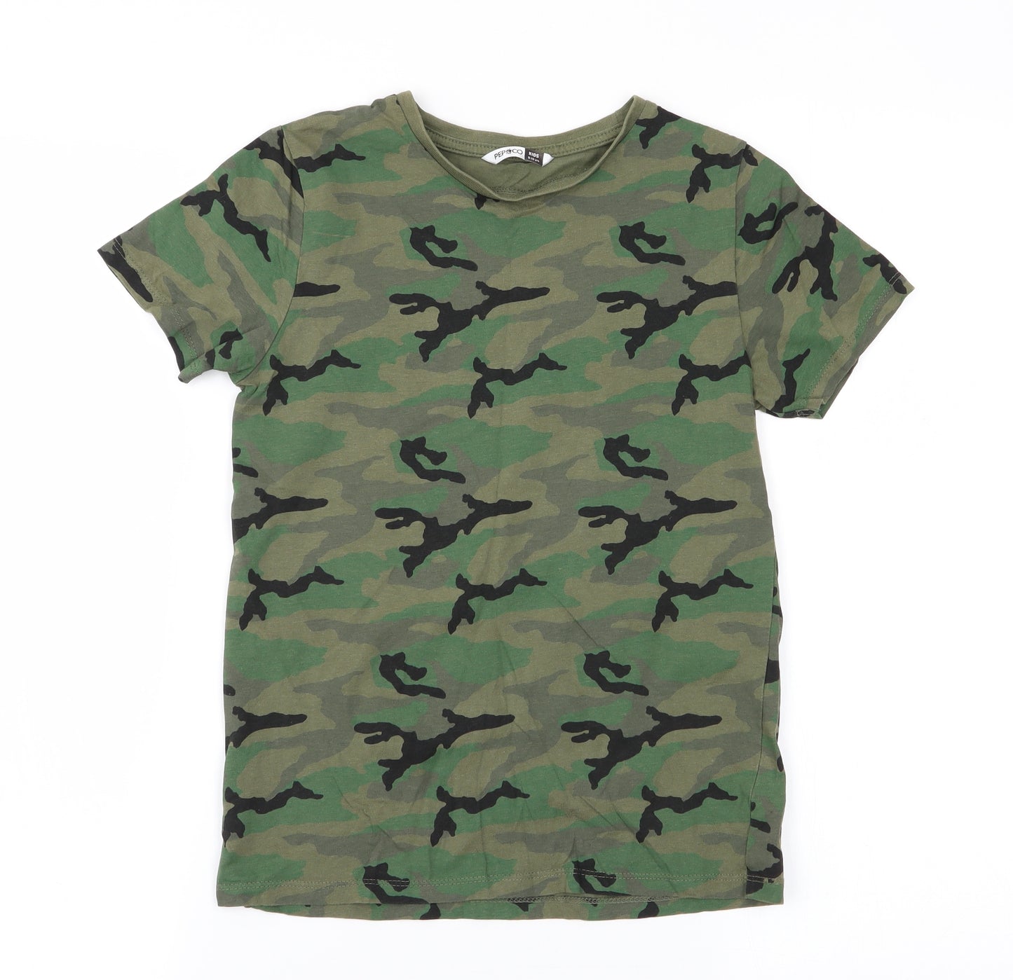 pep&CO Boys Green Camouflage  Basic T-Shirt Size 9-10 Years