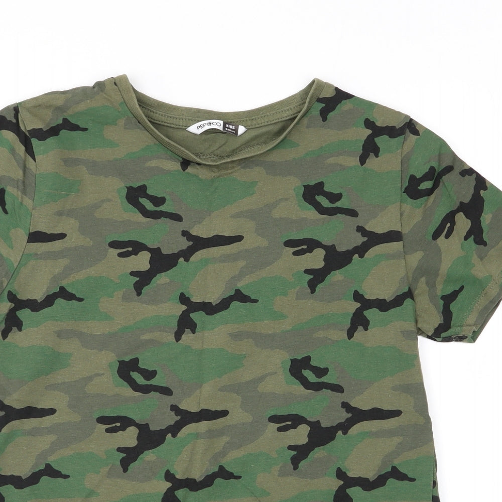 pep&CO Boys Green Camouflage  Basic T-Shirt Size 9-10 Years