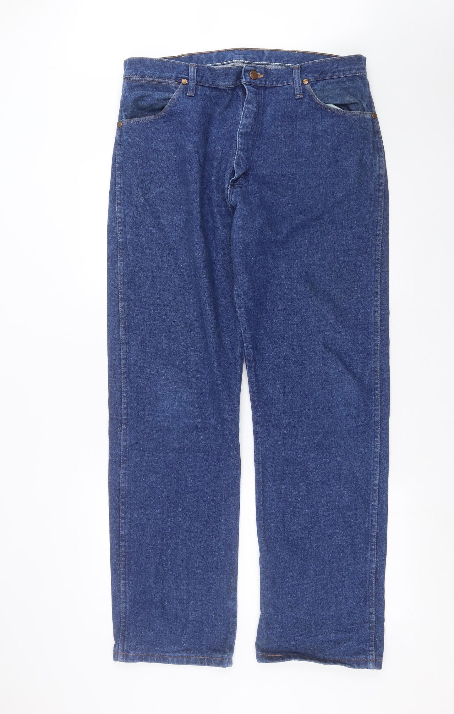 Wrangler Mens Blue  Denim Straight Jeans Size 36 in L32 in