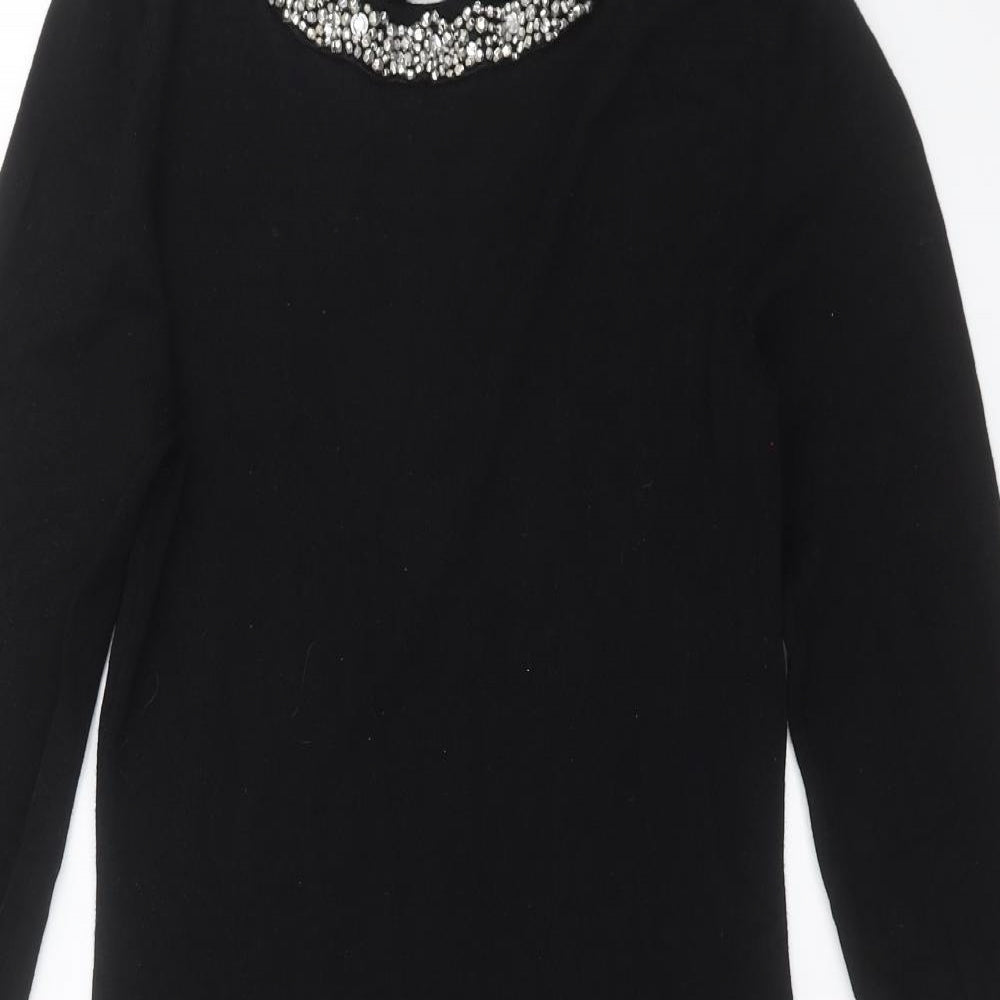 Primark Womens Black  Knit Jumper Dress  Size 10  - beaded