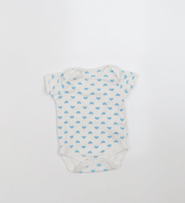 Mothercare Baby White   Babygrow One-Piece Size 3-6 Months  - Heart pattern