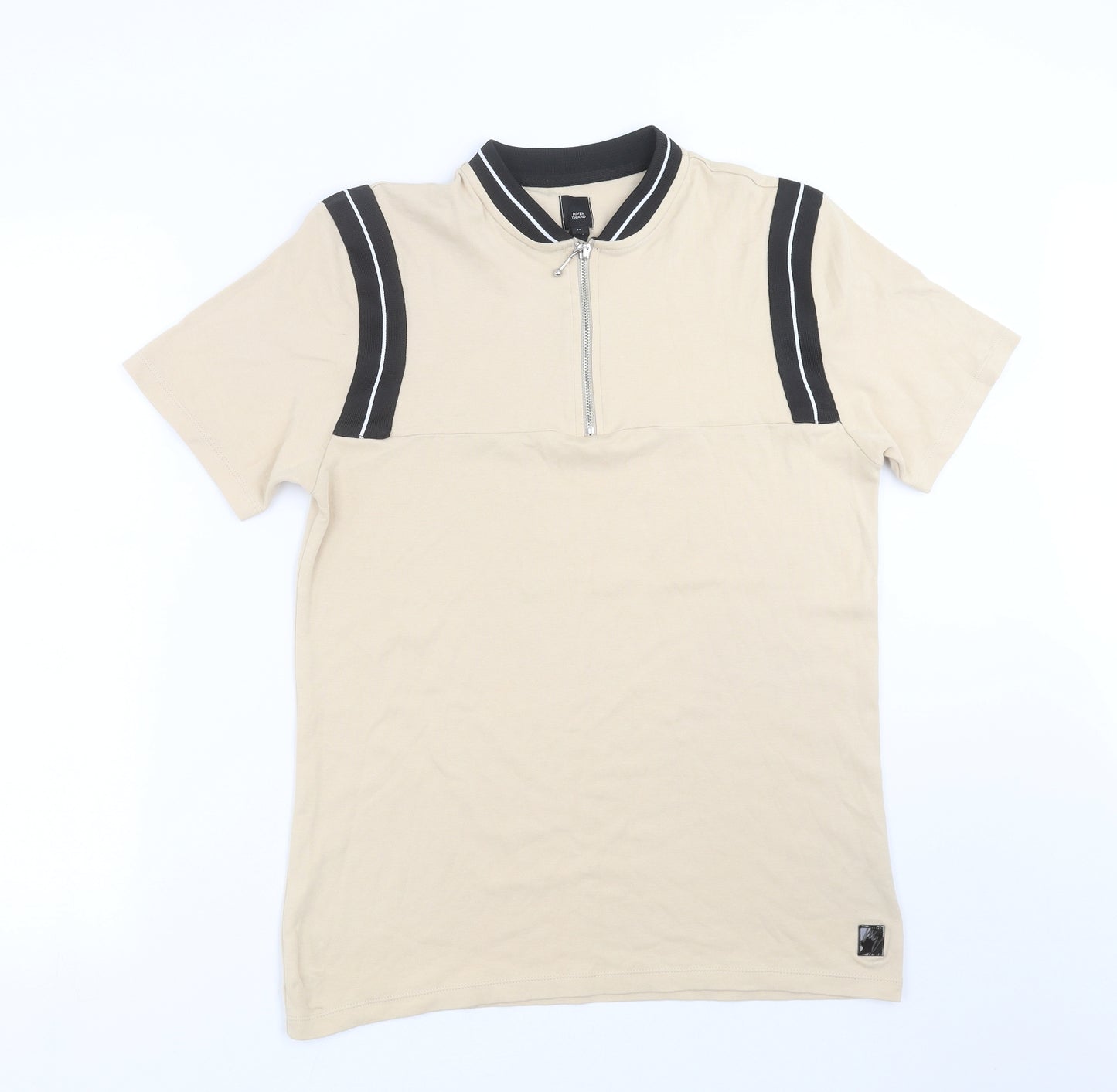 River Island Mens Beige    T-Shirt Size M