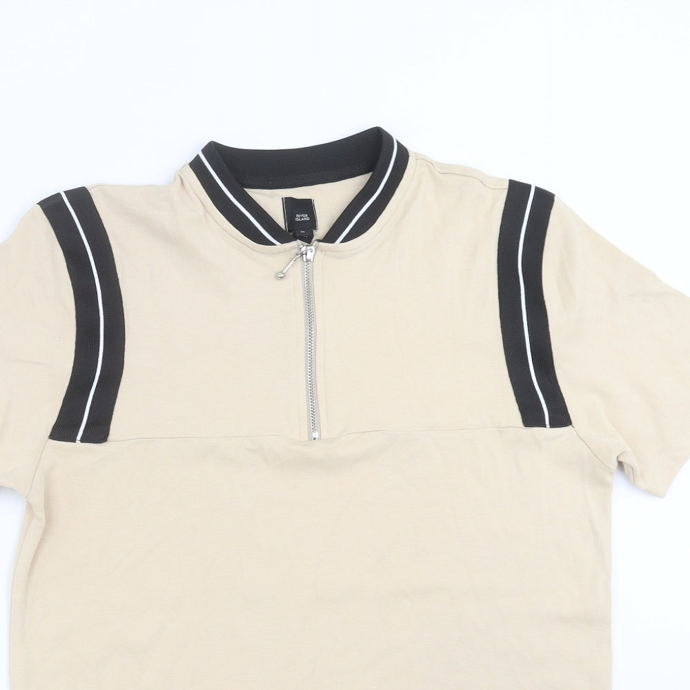 River Island Mens Beige    T-Shirt Size M