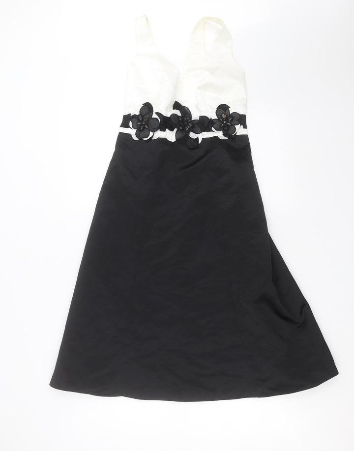 Debut Womens Black Shift Size 8 - floral detail