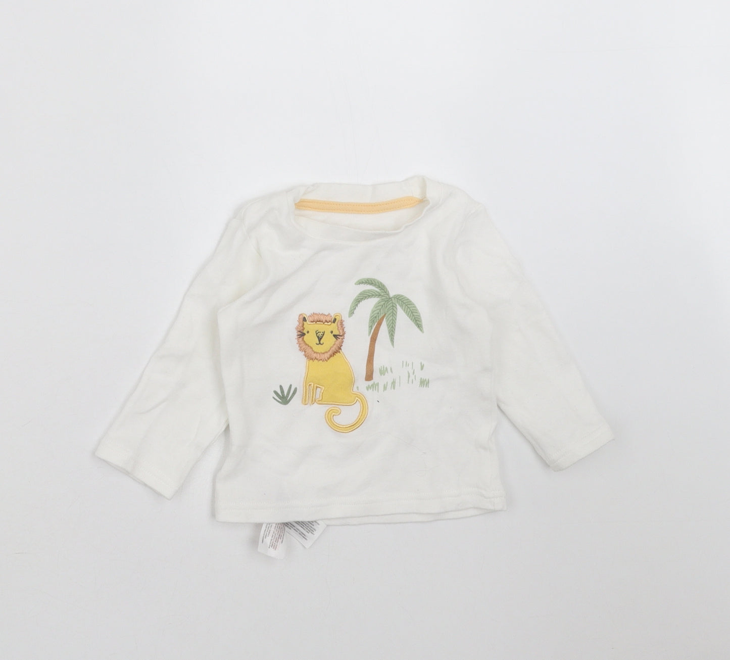 Primark Baby White   Basic T-Shirt Size 9-12 Months  - embroidered lion