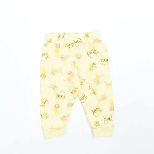 Primark Girls Yellow    Trousers Size 9-12 Months  - lion print
