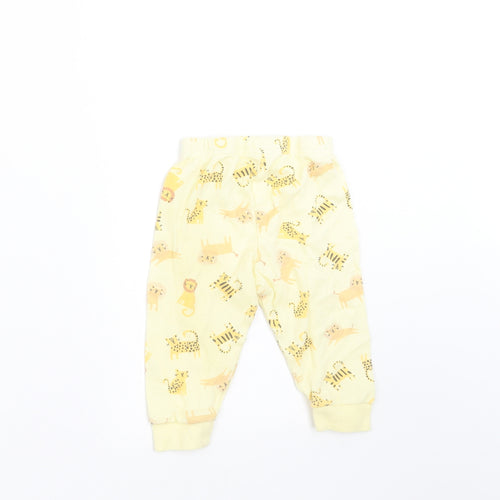Primark Girls Yellow    Trousers Size 9-12 Months  - lion print