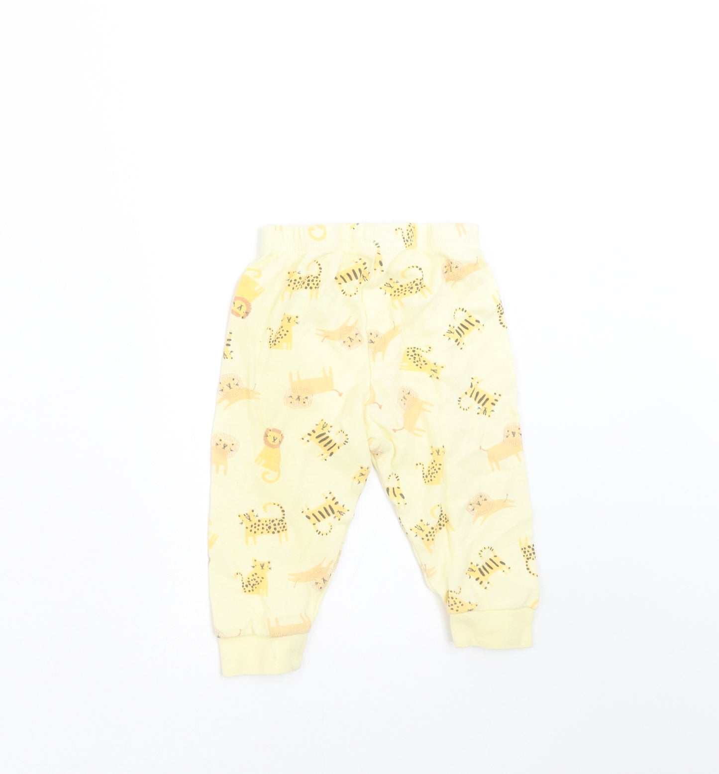 Primark Girls Yellow    Trousers Size 9-12 Months  - lion print