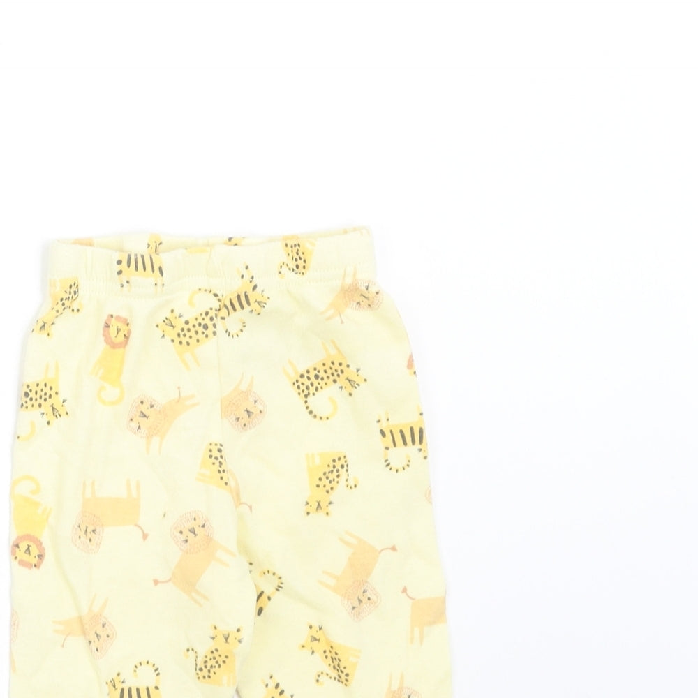 Primark Girls Yellow    Trousers Size 9-12 Months  - lion print