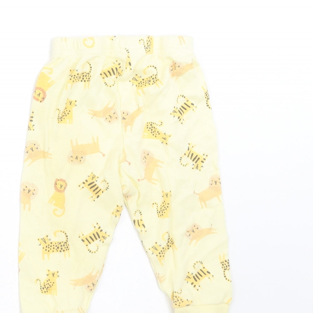 Primark Girls Yellow    Trousers Size 9-12 Months  - lion print