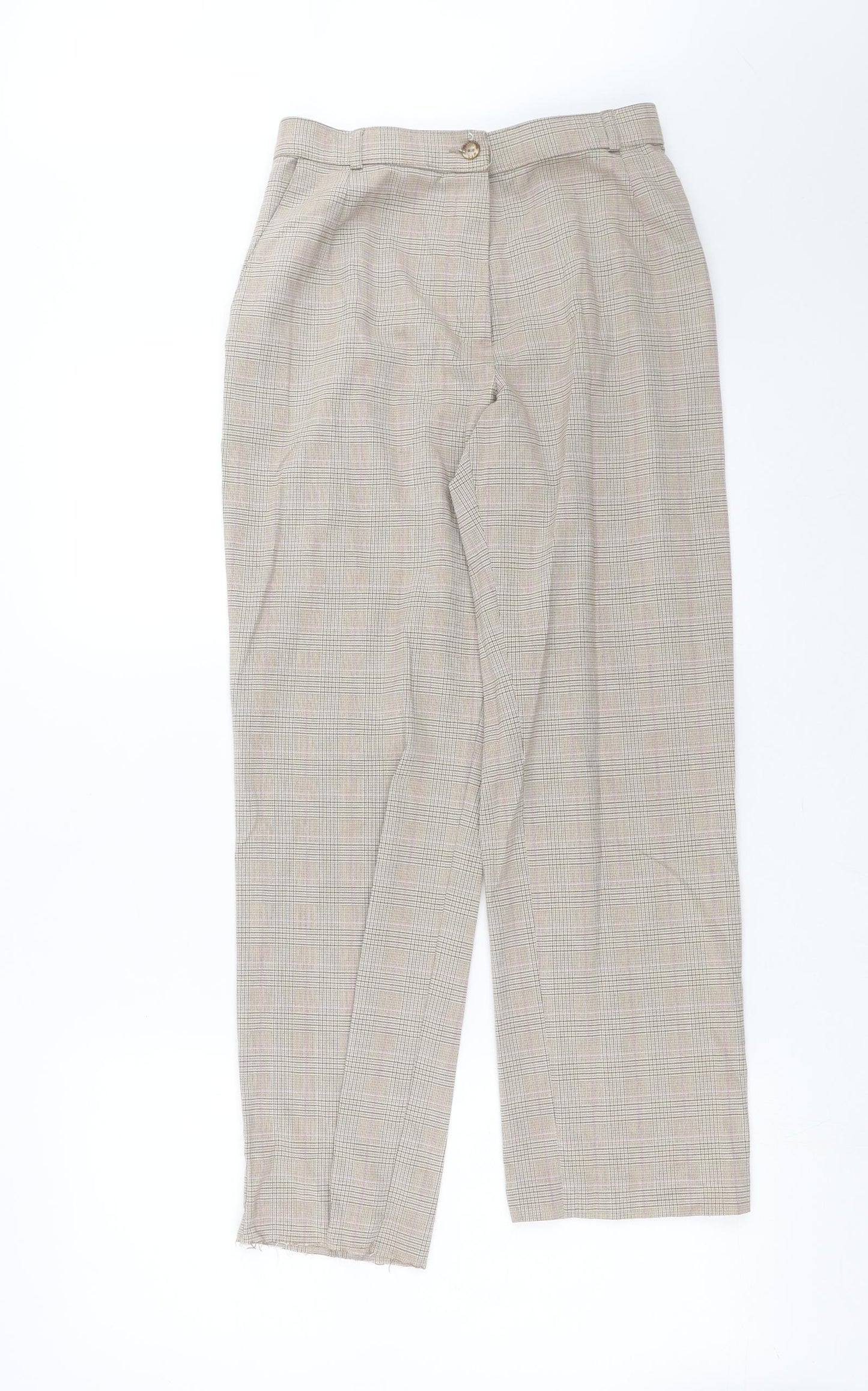 Marks and Spencer Womens Beige Check  Trousers  Size 12 L26 in
