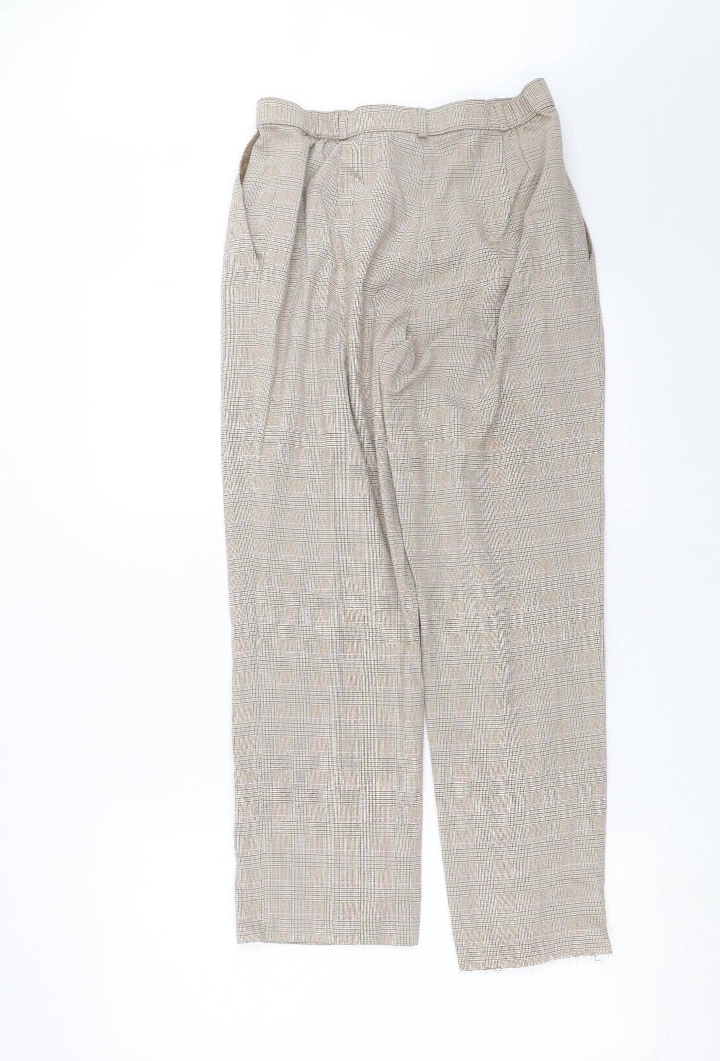 Marks and Spencer Womens Beige Check  Trousers  Size 12 L26 in